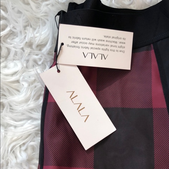 NEW • Alala • Harley Plaid Moto Leggings Pink - Picture 7 of 8